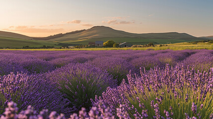 Fototapeta premium lavender field at sunset