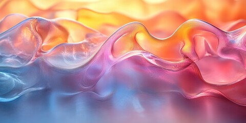 Obraz premium Iridescent Glass Abstract Composition with Gradient Lighting and Minimalist Design