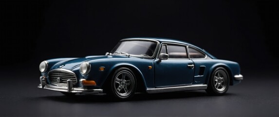 A sleek miniature model car on a black background for collectors and decor