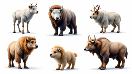 Obraz premium Tundra animal set isolated on white