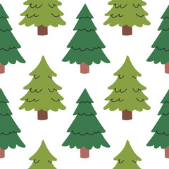 Fir seamless pattern, evergreen plant, spruce cedar background, New Year pattern for wrapping paper, postcard, banner