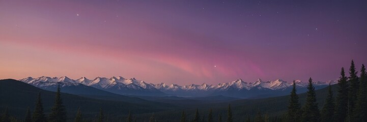 Vibrant Northern Lights in a Winter Landscape with a Starry Sky Illustration