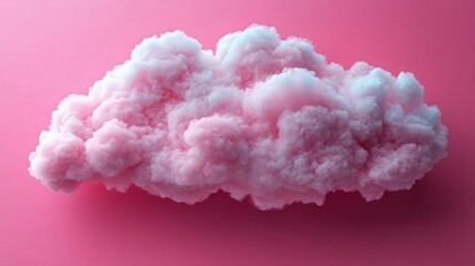 Fototapeta premium Soft Pink Cloud Against Vibrant Pink Background, Perfect for Dreamy, Whimsical, and Fantasy-Themed Designs and Projects. Ideal for Children's Products and Creativity.