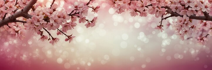 Soft Pink Cherry Blossoms on Blurred Pastel Background Illustration