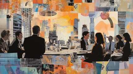 Urban Business Meeting: A Contemporary Abstract Depiction of Corporate Collaboration and Strategic Planning in the City