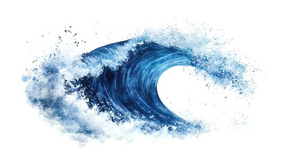 Powerful ocean wave isolated on white background.