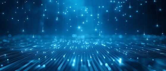 Obraz premium Futuristic Blue Data Stream with Falling Particles