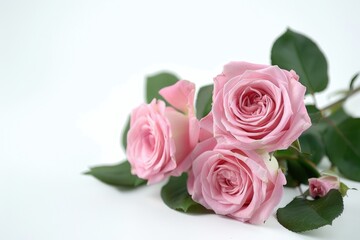 Fototapeta premium Pink rose bouquet isolated on white background.