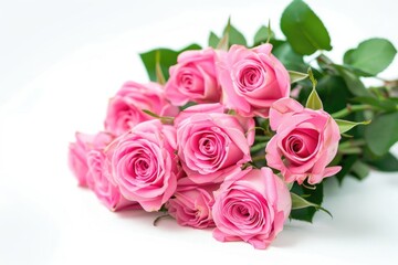 Obraz premium Pink rose bouquet isolated on white background.