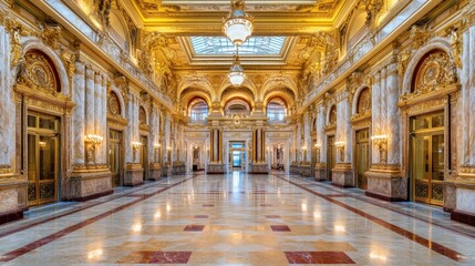 Naklejka premium Opulent Marble Hall in a Historic European Palace