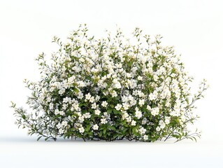 White flowering bush, white isolate background