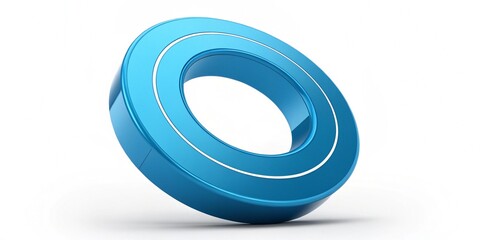 Abstract Blue Circle 3D Render Icon Isolated on Transparent Background