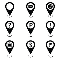 Map Pins and Locations set vector illustration

