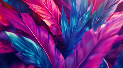 Obraz premium Vibrant Pink and Blue Feathers Abstract Texture Background
