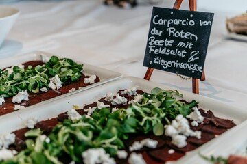 Beet Carpaccio with Goat Cheese and Salad