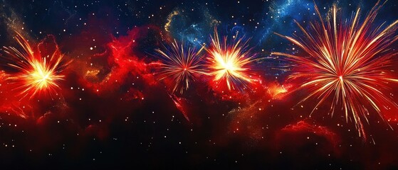 Fototapeta premium Fireworks Display New Year's Eve 2025 Celebration Festival Independence Day Night Sky Colorful Pyrotechnics