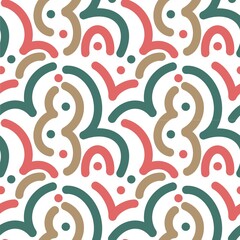 Seamless Pattern, Background and Wallpaper in hand drawn style : abstract with colorful line shape dot