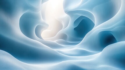 Obraz premium Futuristic Abstract Design Minimalist Smooth Shapes Soft Lighting Dreamy Atmosphere Pastel Blue Gradients