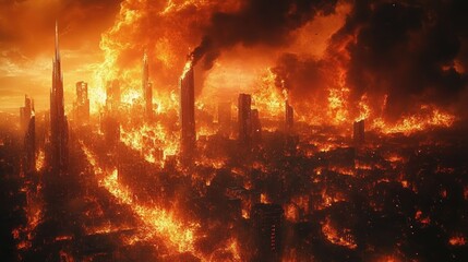 Dramatic Escape from a Burning City Amidst Divine Judgment and Apocalypse