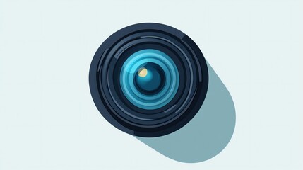 A close up of a camera lens isolated on a white background.