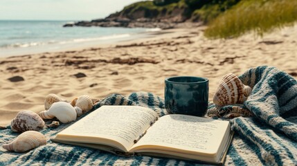 Cozy Seaside Reading Escape: A Tranquil Moment on the Beach