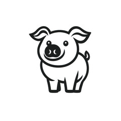 Naklejka premium Black icon of Pig icon png Minimalist flat icon, vector logo style sign clipart on a transparent background