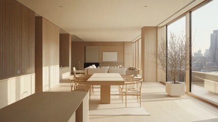 Fototapeta premium Minimalist Apartment Living Room Design With Natural Light