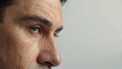 Fototapeta premium lose_up_view_of_a_mans_ear_on_white_backgroun