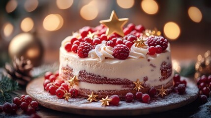 Christmas Cake Decorating with Fondant Marzipan and Holiday Decorations on a Festive Table