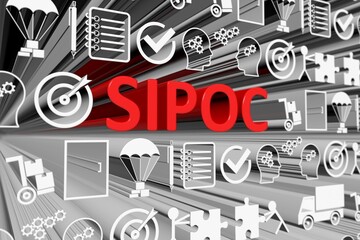 SIPOC concept blurred background 3d render illustration