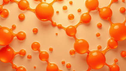 Abstract Orange Molecular Structure Background Image