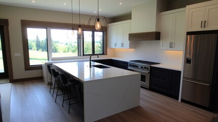 Modern Farmhouse Kitchen Island With White Countertops