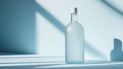 minimalistic packaging designs on pastel, Minimalistic Frosted Glass Bottle on Soft Background