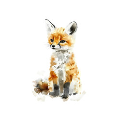 Obraz premium Watercolor Fox Cub Art