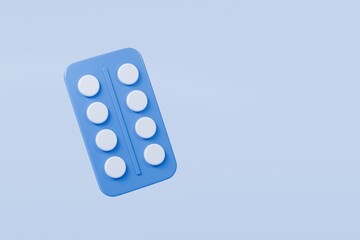 3D Package of White Pills icon isolated on transparent background. Emergency, Safety, Hospital doctor equipment medic health care concept. Minimal White capsules pills drug in package icon. 3d render.