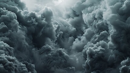 Thick, twisting plumes of smoke rising against a black-and-gray smoky background.