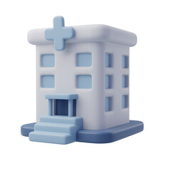 3D Hospital building icon.