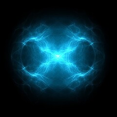 Naklejka premium Abstract blue energy swirls on black background.