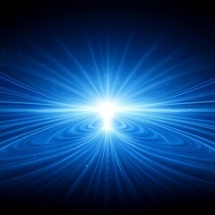 Abstract blue light burst, glowing energy rays, bright star.