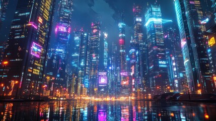 Obraz premium Neon Cityscape