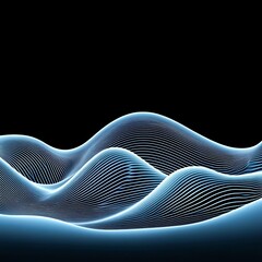 Abstract blue wave pattern on black background.
