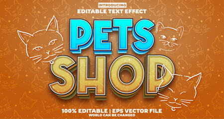 New pets shop editable text effect in modern trend style