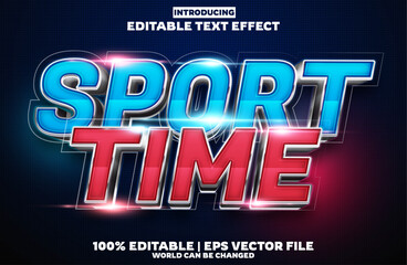 New Sport Time editable text effect in modern trend style