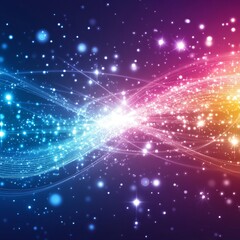 Fototapeta premium Abstract colorful light wave with sparkling particles.
