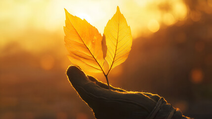 A yellow autumn leaf suspended in the air over the forest floor, Vibrant autumn foliage backlit by golden sunlight generated by artificial intelligence, autumn leaves on the background of the rays 