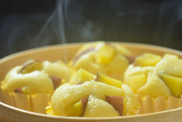 さつま芋の蒸しパンを蒸籠で作る