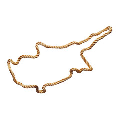 Fototapeta premium Cyprus Map border from rope, sturdy nautical concept element. transparent background