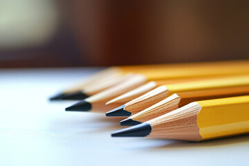 Obraz premium Neatly arranged pencils on a clean desk.