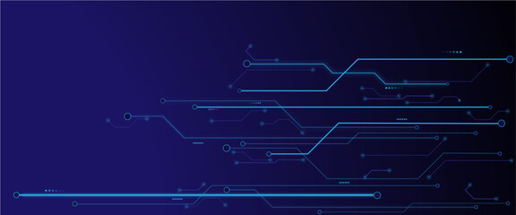 Abstract technological background, Vector circuit board electronics digital technology banner blue.
