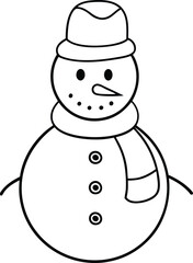 winter snowman line art silhouette